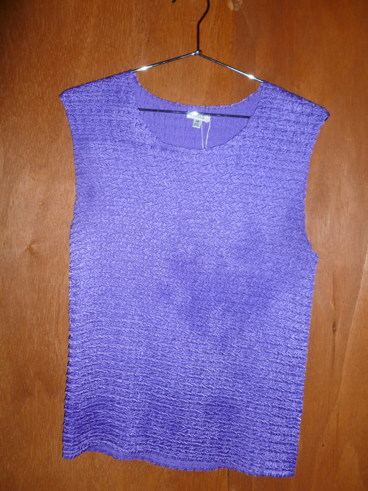 Violet Crinkled Sleeveless Blouse (M)