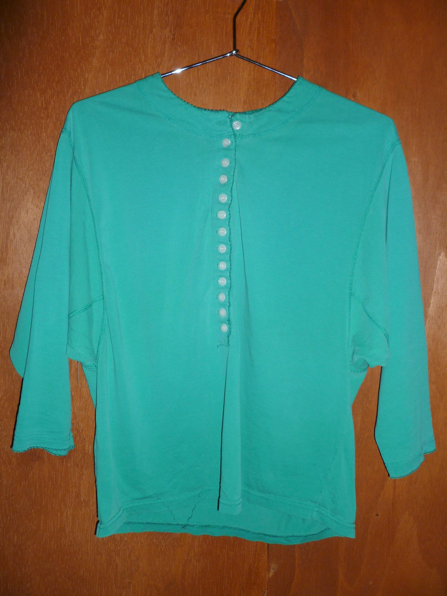 Teal Cotton Raglan Henley (M)