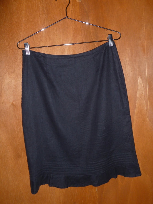 Black Linen Flutter Hem Skirt (10)