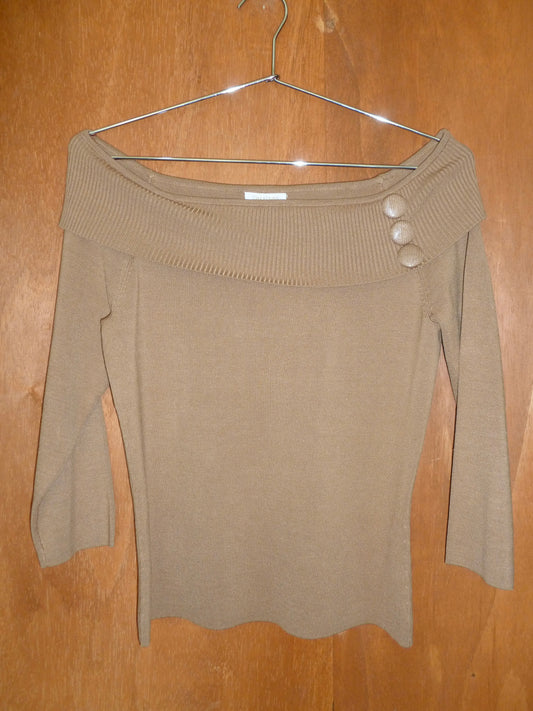 Silk Off-the-Shoulder Button Detail Blouse (M)
