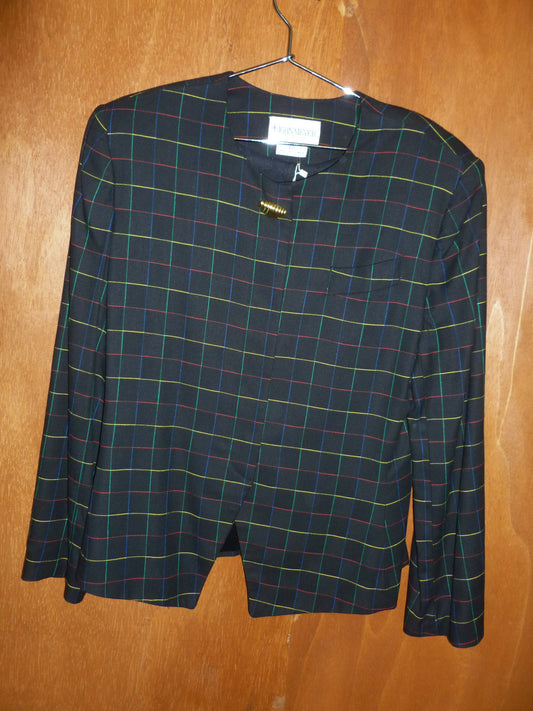 Primary Color Plaid Button-Detail Jacket (L)