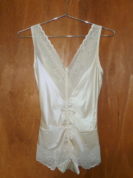 Nude Lace Clasp-Front Bodysuit
