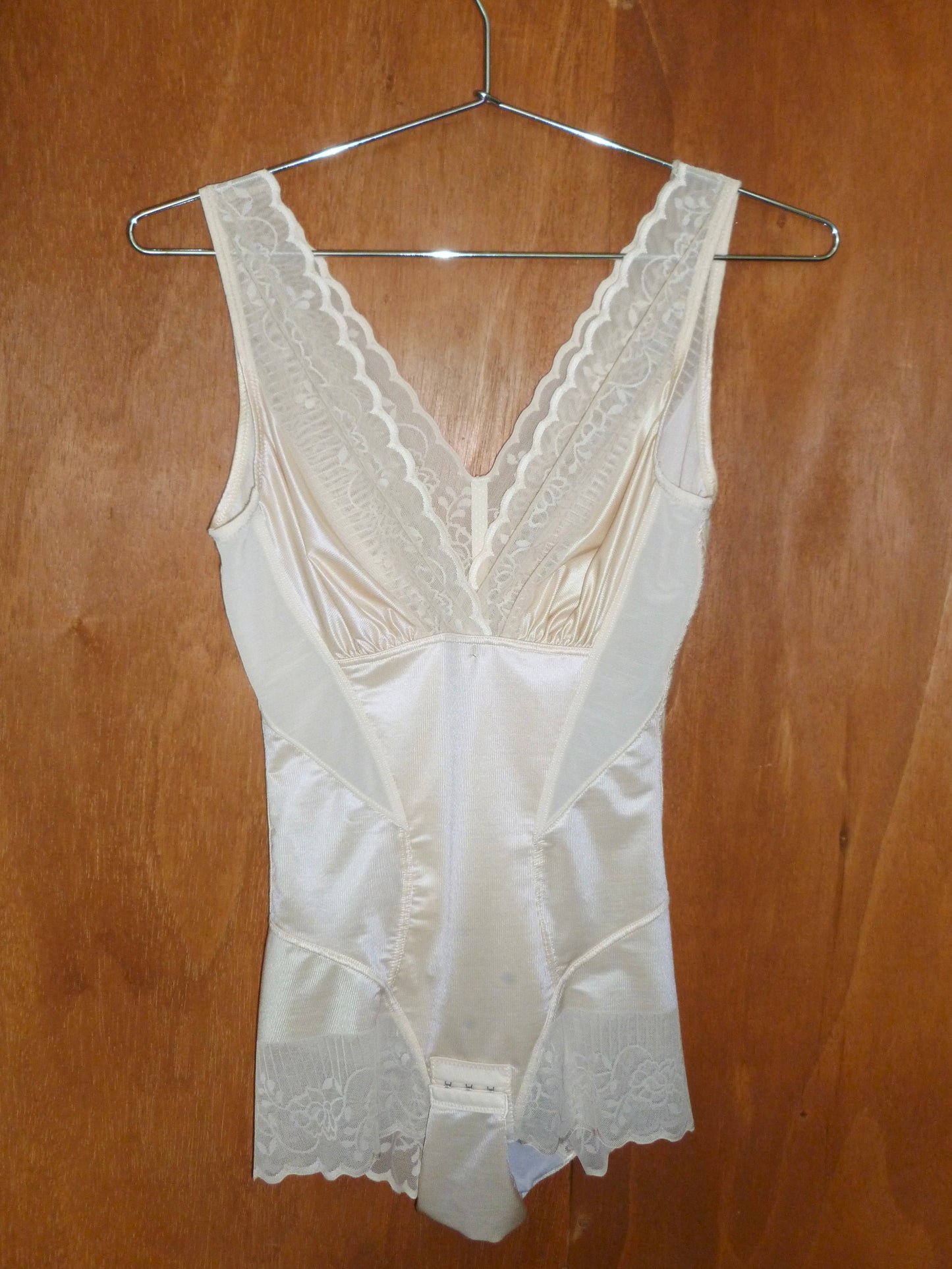 Nude Lace Clasp-Front Onesie