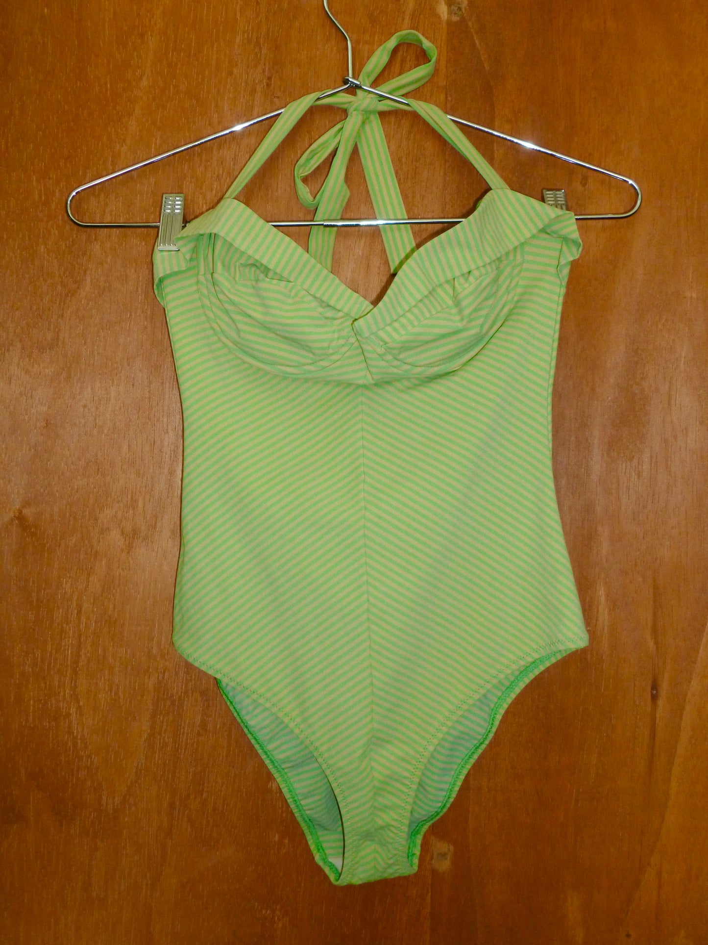 Romeo Gigli Deadstock Striped Underwire One Piece Swimsuit (42)