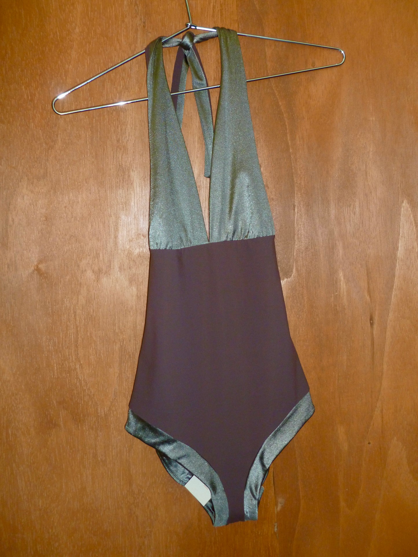 Romeo Gigli Deadstock One Piece Low Back Halter Swimsuit (44)