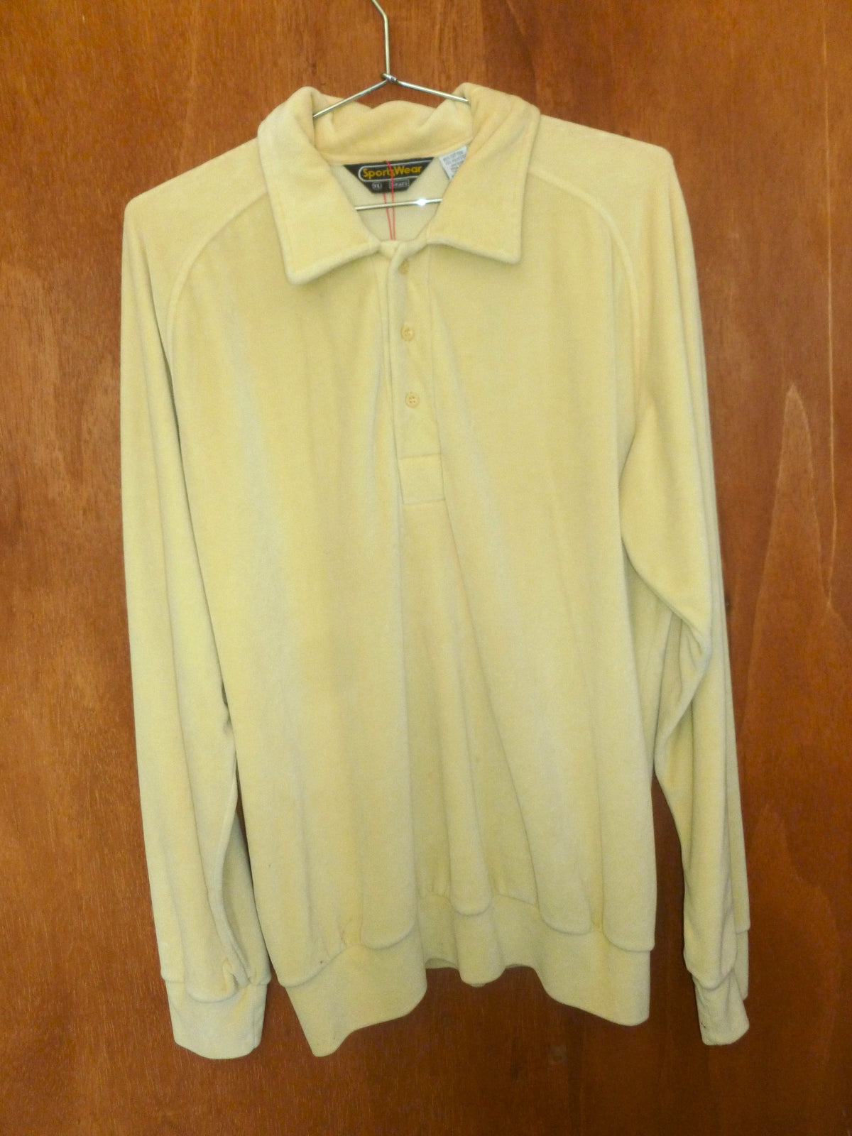 Butter Yellow Velour Polo Pullover (XL)