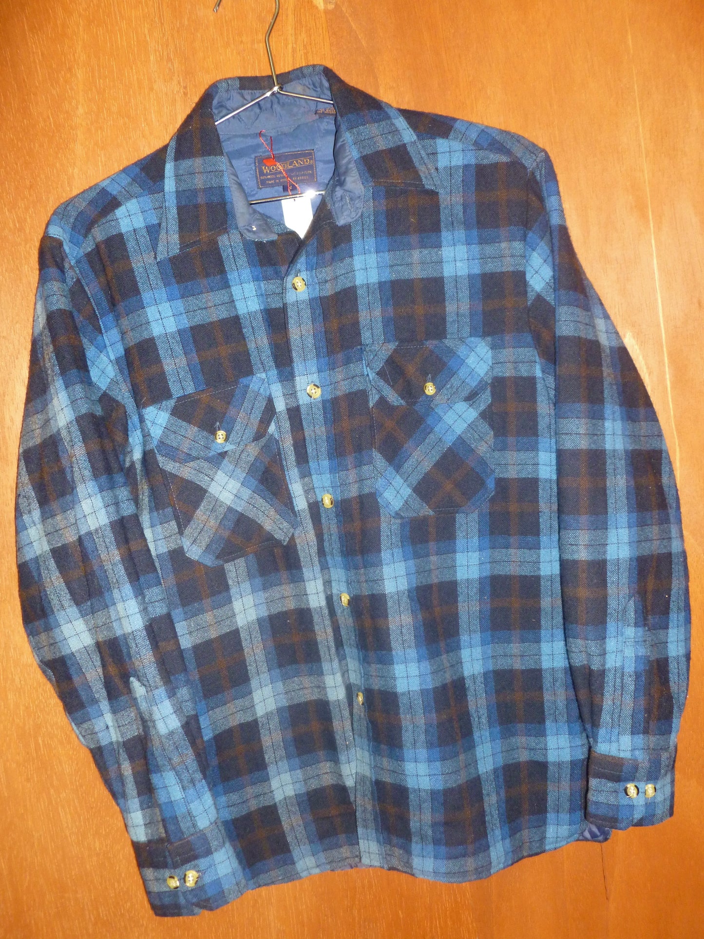 Wool-Blend Cerulean Plaid Shacket (S)