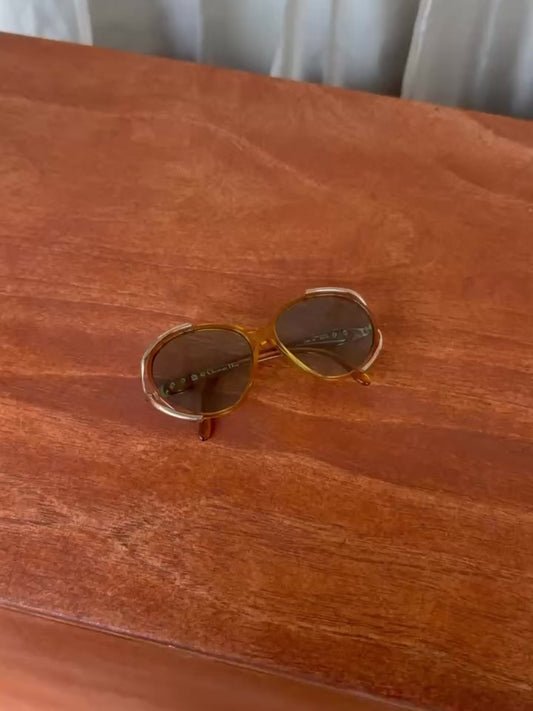 70s Dior Sunglasses - Amber w/ Gold Detail + Pool Blue Lens